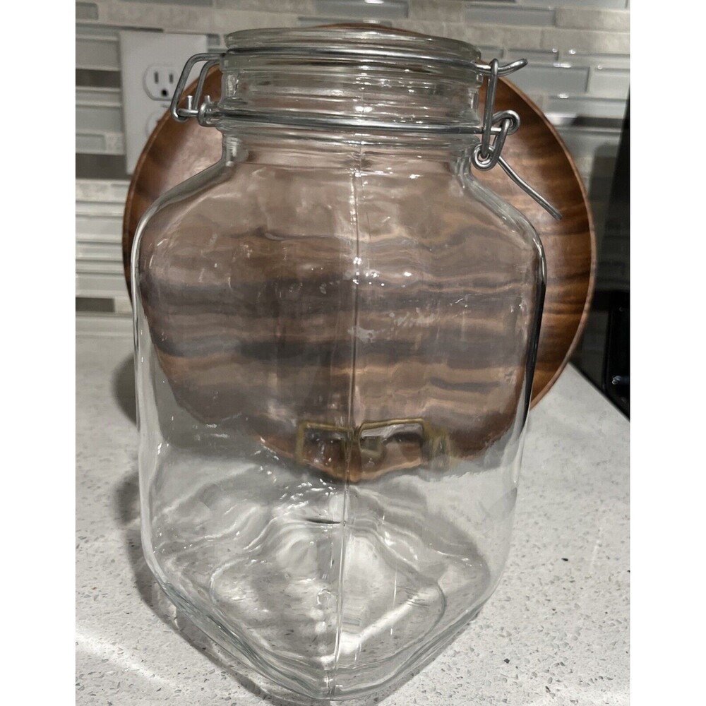 Bormioli Rocco Fido 3 Liter Square Swing Top Mason Jar, Italy. COTTAGE CORE
